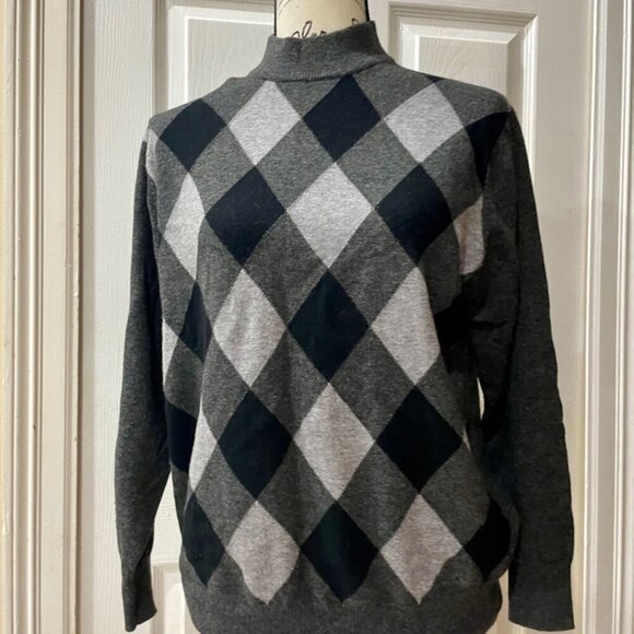 GAO YUN XIANG CASHMERE SWEATER SZ M GRANDPA ARGYLE MOCK NECK DARK ACADEMIA - Picture 13 of 16